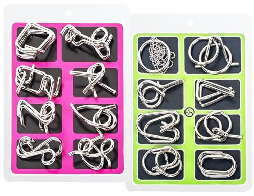 WishesMar Knobelspiele Metall Set von 16 Geduldsspiel für Kinder und Erwachsene - Knobeleien Puzzle aus Metall Knobeln Metal Rätsel Spielzeug Geschenk für Junge und Mädchen