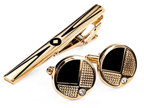 Legierung Gold Krawattenklammer Krawattennadel Manschettenknöpfe Set Modedesign Anzug Zubehör Männer Geschenke (A Einheitsgröße)