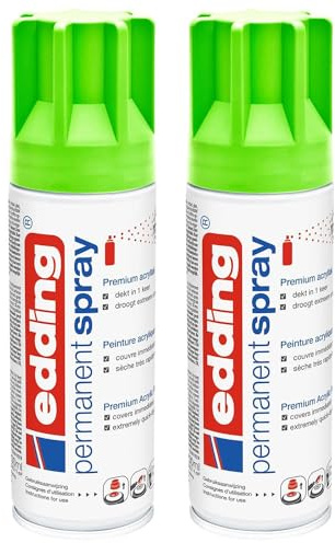 EDDING Lot de 2 Sprays 200ml Peinture Permanent 5200 Vert Fluorescent Mat