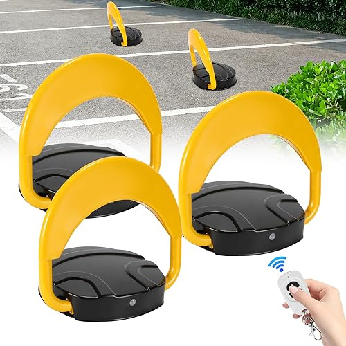 Izrielar 3x Parkplatzsperre mit Fernbedienung,Klappbare Parkschranke mit 6 Fernbedienungen,Antikollision 180° Parkpfosten Absperrpfosten, Wasserdicht Automatische parkplatzsperre