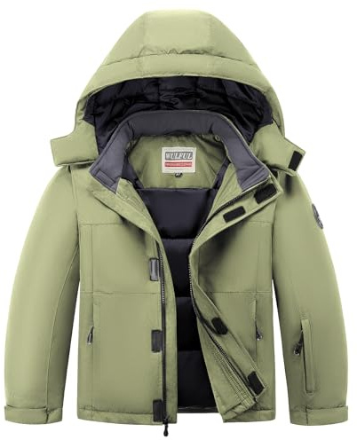 WULFUL Kid's Waterproof Ski Jacket Warm Fleece Hooded Boy's and Girl's Winter Snow Coat Outwear,Windproof RainCoat