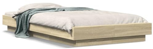 ShGaxin Bettgestell mit Sonoma-Eiche 90x200 cm Holzwerkstoff, Bett, Jugendbett, Schlafzimmer Bett, Bed Frame - 3281121