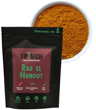 THE PINCH Ras el Hanout XL Sazonador del Magreb 100% Natural y Sin Sal - Saludable y fácil de usar. Muy sabroso en diversas recetas veganas, como verduras asadas, cuscús y seitán. Paquete 400g