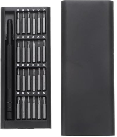 sourcing map 25-in-1 Mini Precision Screwdrivers Set 1.1 Long Slotted Phillips Star Torx Hex U-Type Y-Type Triangular Head Magnetic Screw Driver for Eyeglasses Watches Electronics, Grey