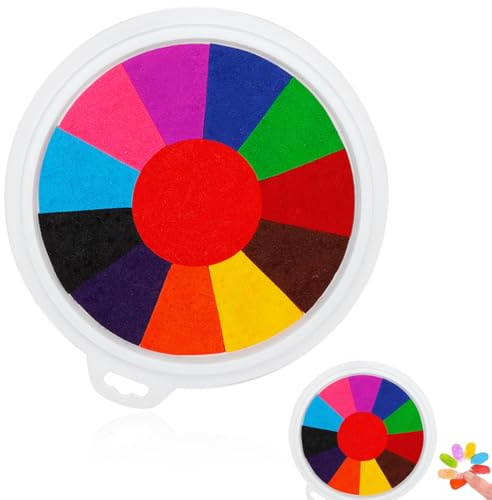 WeddHuis 12 Farben Stempelkissen Fingerabdrücke Ungiftige abwaschbare Kinderstempelkissen Fingerabdruckfarbe für DIY, Kindergeburtstage und Stoffmalerei (bunt)