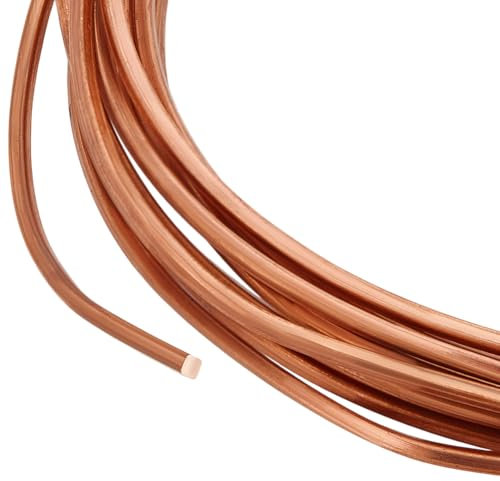 BENECREAT 3 m Quadratischer Kupferdraht, 1.6mm Flacher Reiner Kupferdraht Basteldraht Zur Schmuckherstellung Edelstein Metallfolie Garten Bildhauerei Anker Roségold