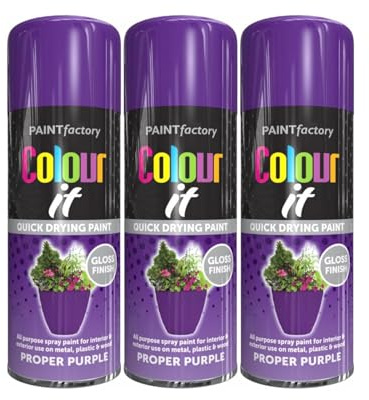 YSAMAX All Purpose Purple Spray Paint, Gloss Finish, Aerosol Form, Fast-Drying Formula, Both Indoor And Outdoor Conditions, Long-Lasting Performance, 250ML, (3PCS)