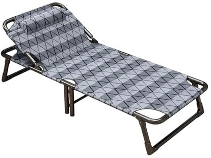 YHHLWXMDZ Sonnenliege Klappbar, Gästebett Klappbar, Tragbares, Robustes, Flach Liegendes, Faltbares Campingbett für Draußen mit Kissen