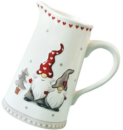 FELTECHELECTR 1pc Ceramic Water Jug Large Capacity Cold Water Kettle Christmas Pattern for Serving Milk Custard for Breakfasts Desserts and Holiday Gatherings