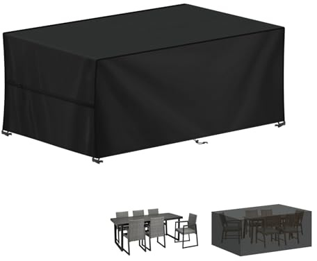 LAMUNI Large Garden Furniture Covers, 190x90x80cm Outdoor Garden Furniture Set Cover, 420D Oxford Patio Table Covers Waterproof Patio Furniture Covers for Outside Chair and Table Rattan Sofa Cover