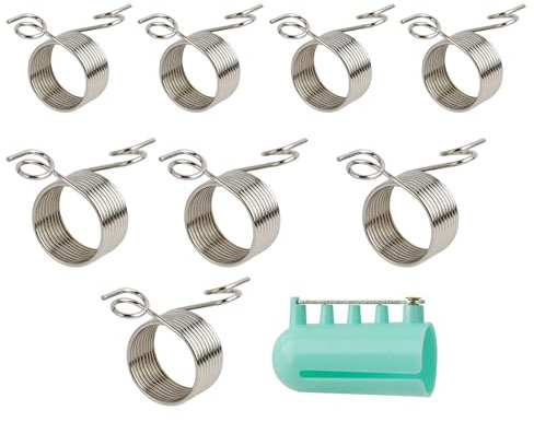 9 Stück Garnführung Fingerhaltern für Strickliebhaber, Häkelarbeiten Garnführung Fingerhalter, Inklusive Kunststoff Fingerhalter und Edelstahl Geflochtenem Ring für Kunsthandwerk