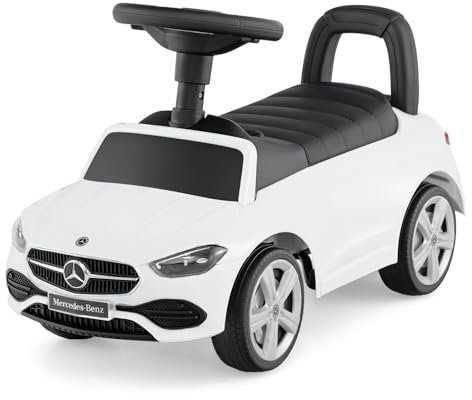 COSTWAY Ride on Car, Mercedes-Benz Licensed Toddler Foot to Floor Sliding Walker with Horn & Engine Sound, Under-Seat Storage, Push Along Cars for 12-36 Months (White)