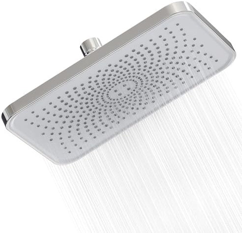 FRIYOYA Water-Saving Rainfall Shower Heads 10 Inch, Square Rain High Pressure Shower Head, Fixed Waterfall Overhead Shower Head with Universal Fitting,Chrome