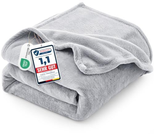 CozyLux 2er Set Kuscheldecke Flauschig Decke 150x200 cm Hellgrau | OEKO-TEX 100, 260 g/m² XL Flanell Sofa Decke für Frauen, Geschenke zum Geburtstag für Mama, warme Deko für das Zuhause