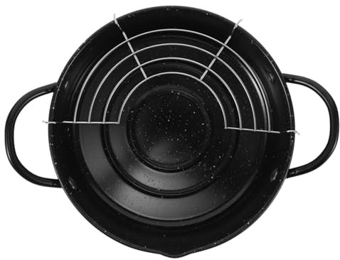 Piccola Pentola Friggitrice Domestica con Filtro, Ferro Nero