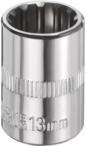 sourcing map 12 Points Socket 3/8 Drive 13mm Metric Shallow Impact Socket Cr-V Steel Chrome Plating Flip Sleeve Nut Driver Wrench for Home Auto Nuts Bolts Repair