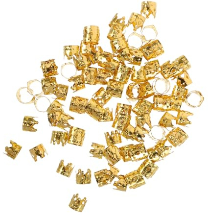 100 Goldene Dreadlock Haarspangen aus Metall mit Hohlmuster | 100 Stück, Leichte Passform mit Sicherem Halt, für Bühne und Hochzeit, Einzigartiges, Geprägtes Design