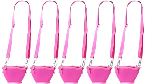 ROYJJ 5 soportes para copa de vino, funda de neopreno con correa ajustable para el cuello, collar de cordón para copa de vino para caminar, soporte portátil para tazas
