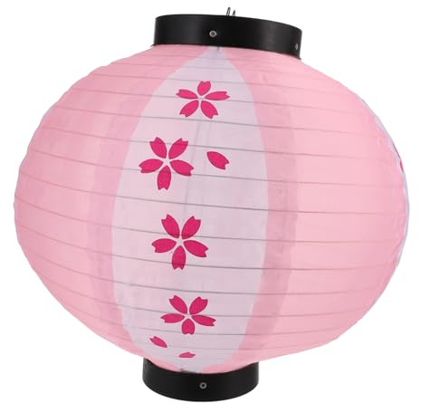 FIXOSHEE Lanterna Giapponese Rotonda Ferro Decorazione Ciliegio per Interni ed Esterni Lampada da Appendere Elegante per Festa e Casa Regalo
