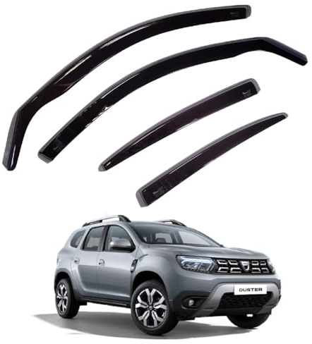 Team HEKO Wind Deflectors for Dacia Duster 2018-2024 Front and Rear Set of Window Deflectors, Accessories Smoked UV & Scratch Resistant Acrylic In-Channel Fitting Air Ventilation & Rain Protection