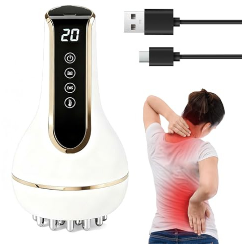 Masajeador de celulitis, 20 velocidades, masajeador de ondas de choque Gua, neuropatía, dispositivo eléctrico Guasha, masajeador eléctrico con ventosas para fascitis y alivio del dolor