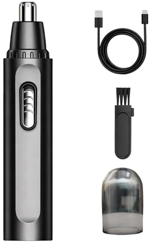 Nose Hair Trimmer, Dual Stainless Steel Edge Blades Rechargeable Nose Hair Trimmer for Men Women, Painless Nasal Trimming Tool Safe & Easy to Clean for Home, Travel, Portable, Black