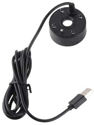 USB Mist Maker, Fogger with 4 LED Lights USB Powered for Indoor Outdoor Ponds Fish Tanks Fountains (Black)