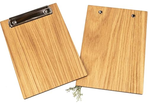 Eiche Klemmbrett DIN A5 - FSC® zertifiziert - geölt mit Briefklemme Silber