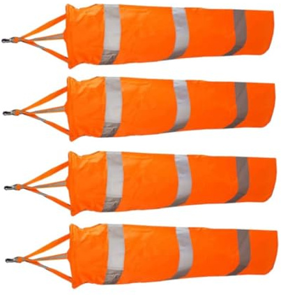 4er-Pack Windsäcke für den Außenbereich ideal für Flughäfen und Flughäfen. Die reißfesten wasserdichten Windsäcke aus Oxford-Gewebe verfügen über reflektierende Bänder und sind mit einer 60 cm orange