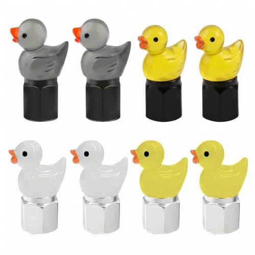 8Pcs Car Tyre Valve Caps Dust Caps Tyre Valve Caps Duck Valve Caps Funny Universal Dust Covers with O-Seal Ring Durable for Car Bike Motorcycle SUV Truck
