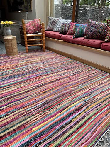 Second Nature Online Herrliche Nature Shabby Chic Bunt Chindi Flickenteppich Matte Fair Trade (240cm x 360cm)