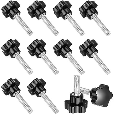 HSEAMALL 10 pezzi dado a stella M8x40mm dado ad alette manopola di serraggio filettatura interna filettatura di plastica testa a stella per macchina utensile, nero