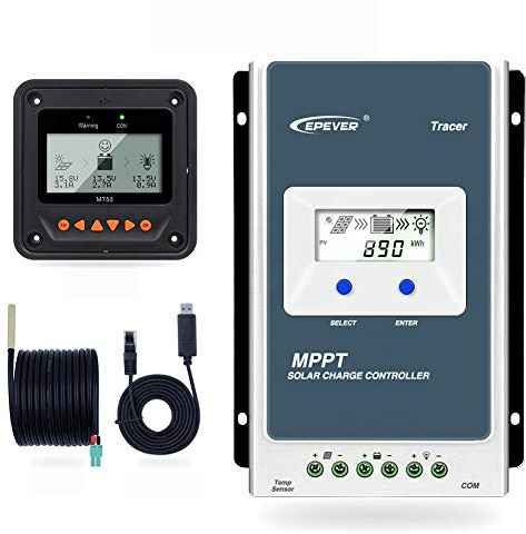 EPEVER MPPT Chargeur solaire Tracer AN série 10A/20A/30A/40A avec 12V/24V DC Identification automatique tension système (20A+MT50+RTS+RS485)