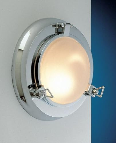 Licht-Erlebnisse Premium Wandleuchte LED aus verchromtem Messing Glas warmweiß Schiffslampe Bullauge Badezimmer Flur