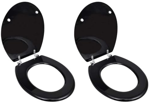vidaXL 2X Tavolette WC in MDF con Coperchio Nero Sedile Water Gabinetto Bagno