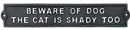 AB Tools Beware Of Dog/Shady Cat Cast Iron Sign Plaque Door Wall House Gate Garden