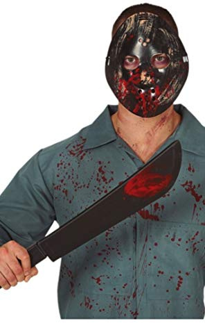 FIESTAS GUIRCA | Maschera in Plastica con Machete (54 cm) - Accessorio per Costume di Halloween e Horror - Maschera in PVC per Adulti o Bambini - Festa in e Carnevale - Nero