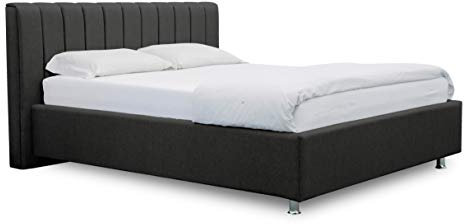 ES Design 08 Polsterbett Antony mit 5 Jahren Garantie, EIN hochwertiges Bett, Lattenrost und Stauraum (Dunkelgrau, 180 x 200 cm)