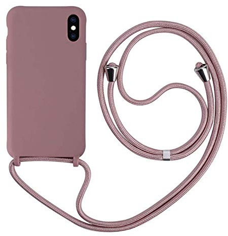 Mevis Schutzhülle kompatibel mit iPhone X/XS Max. Kette für Hülle, Handy-Ketten, schmal, stoßfest, verstellbar, Etui mit Handgelenkriemen, Lotusfarben
