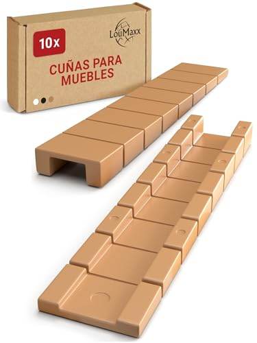 LouMaxx Möbelkeile 10er Set | Unterlegkeile 8 x 20 x 100 mm in Beige | Keile Kunststoff mit integrierten Sollbruchstellen
