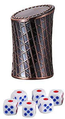 1 Set Würfelbecher Shaker Würfelbecher Casino Thema Geschenk Kleine Taille Kupfer Kunststoff enthalten 6 Stück Würfel