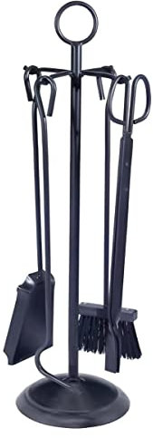 PEGANE Serviteur/Garniture de cheminée Ensembles d'outils Pince à feu Pelle Brosse en Fer forgé Coloris Noir - Hauteur 64cm