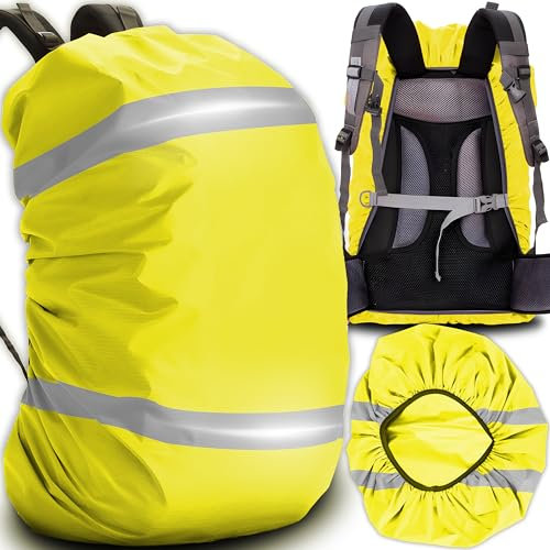 Retoo Housse de Sac à Dos Réfléchissante 20L Imperméable Couverture Anti-Pluie Étanche Anti-Poussière Résistant pour Camping Randonnée Trekking Cyclisme Voyage Activités de Plein Air Jaune