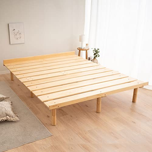 EMOOR Futonbett OSMOS 160 x 200cm für Japanische Futon-Matratze, Höhenverstellbar (5/18/31cm), Natur-Braun, Tatami Natürlich Kiefern Holzbett Palettenbett