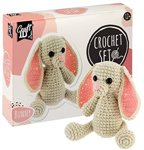 Craft ID Häkelsets für Anfänger | Amigurumi-Set | Hase | Starter-Häkelpaket | Häkelnadelset Kinder und Erwachsene | Häkelpakete Kuscheltiere | Häkelset-Tiere