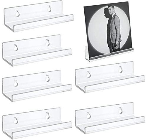 BAOK Schallplattenregale – 10,2 c lange Acryl-Regale, Schallplatten-Wandhalterung, transparentes Acryl-Regal für Schallplatten, schwebende Bücherregale für Kinderzimmer