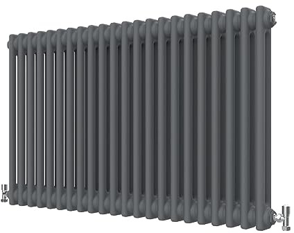 Radbliss Horizontal Traditional 2 Column Radiator 600x1010mm Anthracite Matt Grey Cast Iron Style Design RAD Central Heating