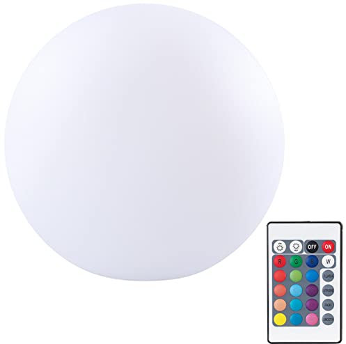 Lunartec Kugelleuchte: Kabellose Akku-Leuchtkugel für innen und außen, Ø20 cm, IP54, RGBW-LED (Leuchtkugeln Akku, LED-Dekokugeln, Tischlampen)