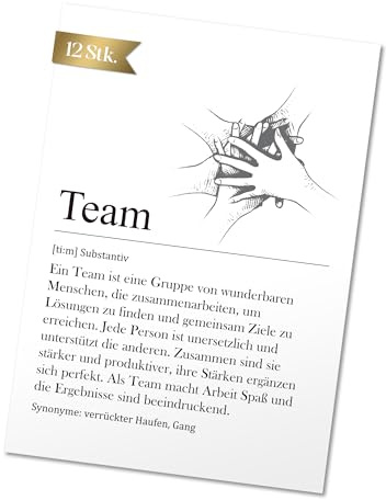 BIROYAL 12er Set Team Karte A6, Abschiedskarte Kollegen - Team Geschenk, Kleine Geschenke für Kollegen, Dankeschön, Karte Abschied Kollegin (ohne Umschläge)