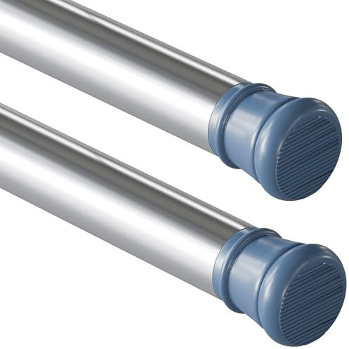 2Stücks Vorhangstange Ohne Bohren Spannstange Teleskopstange Vorhang für Schränke, Fenster, Kleiderschrank 170-260CM(2Stücks) Silber(Durchmesser 25mm)